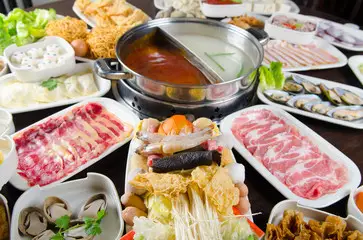 Meat and vegetable sources for preparation of Chinese hot pot meal