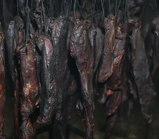 The smoky feel is due to the smoke dried beef used