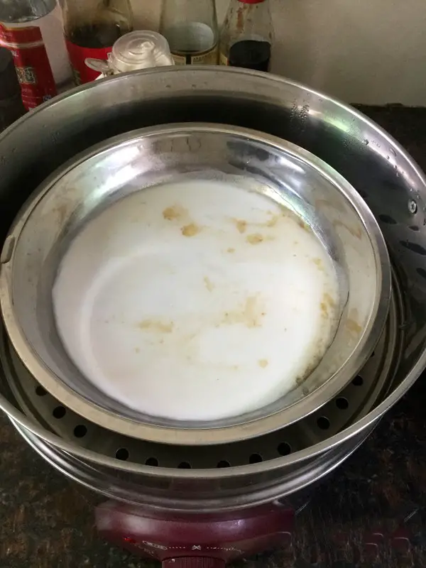 Then spread the coconut milk