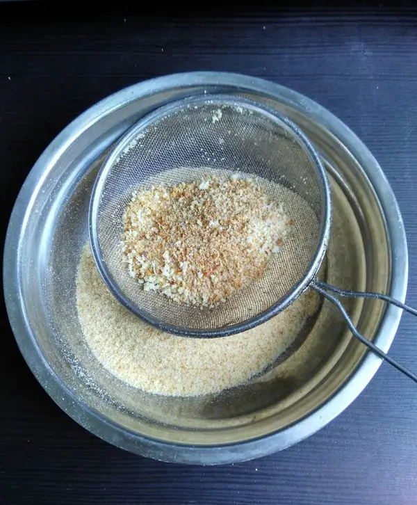 filter out larger crumbs,then continue to mash them